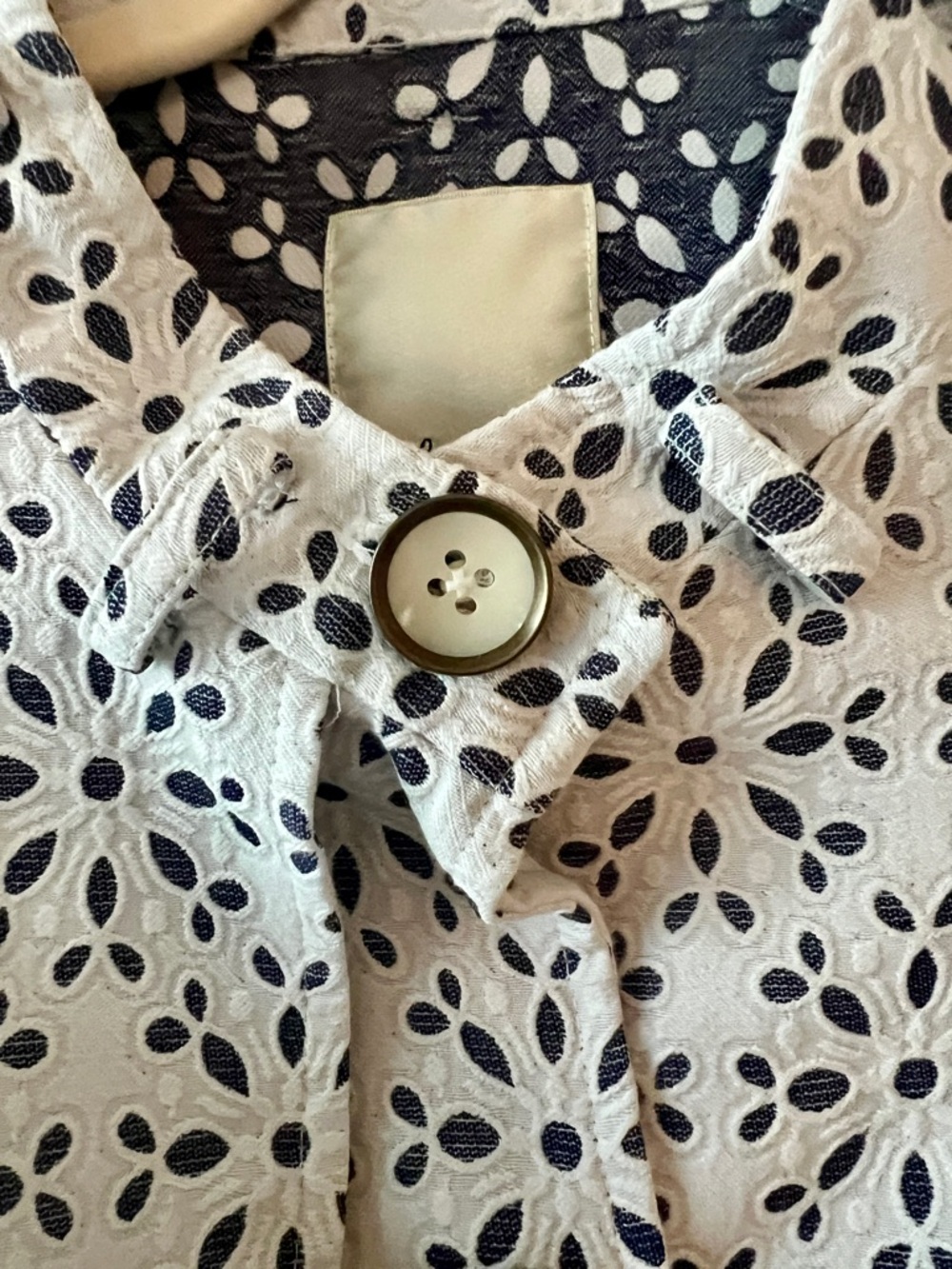 Elevenses White Floral Jean Jacket with Blue eyelet - Picture 8 of 16